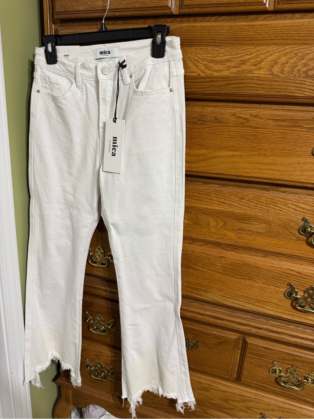 Mica White Cropped Ankle Jeans - Frayed Hem